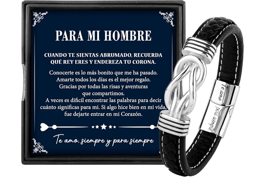 Rebundex Pulsera Cuero Hombre Regalos Originales para Hombre Novio Navidad | Ideas para Cumpleaños San Valentín Aniversa
