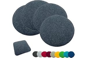‎HEIMTEXLAND heimtexland ® 4er Pack Sitzkissen Filz Stuhlkissen Bodenkissen Polster Stuhlauflage Indoor Outdoor Kissen rund Typ631 Filzkissen anthrazit meliert 35x35 cm 4 Stück