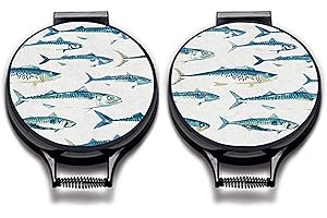 M & G MUSTARD & GRAY Coastal Hob Covers – Set of 2 | 37cm Round | Compatible with AGA, Heritage & Stanley Cookers | Heat-Resistant Pads | Chefs kitechen Accessories (Mackerel)