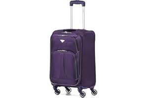 Flight Knight Lekkie 4-kołowe walizki 800D z miękkim futerałem Maksymalny rozmiar dla Delta, Virgin Atlantic Airlines Opcje bagażu podręcznego zatwierdzone dla 67 linii lotniczych, w tym EasyJet, BA i