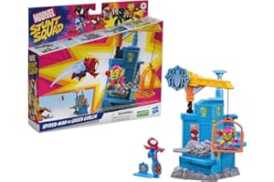 Zestaw do zabawy Marvel Stunt Squad Crane Smash z 3,5-centymetrowymi figurkami Spider-Mana i Zielonego Goblina
