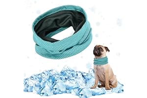 RXSPOYLY Kühlhalsband für Hunde, Sommer Hundehalsband Kühlend, Kühlende Halstuch Hund, Atmungsaktiv Wärmeableitung Bandana für Hunde, Geeignet für Kühlhaustiere im Sommer(Blau/L)