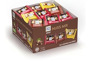‎RITTER SPORT Ritter Sport mini Voll-Nuss Mix, weiße, dunkle & Vollmilchschokolade, Schokolade mit ganzen Haselnüssen, perfekt zum Naschen und Genießen, 1,1 kg (66 Stück)