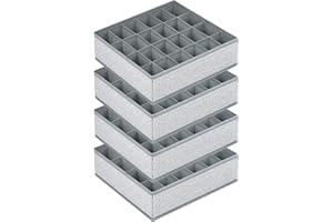 Homsorout Drawer Organiser Dividers, 4 Pack Sock Organiser 24 Cell Underwear Drawer Organiser Foldable Wardrobe Storage Organiser for Socks,Lingerie, Handkerchiefs, Ties