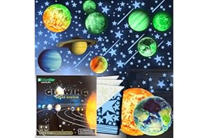 LIDERSTAR Glow in The Dark Stars and Planets, Bright Solar System Wall Stickers -Glowing Ceiling Decals for Kids Bedroom Any Room,Shining Space Decoration, Birthday Present for Boys and Girls (Blue)