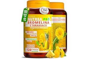 BODYBLOOMS Bromelina forte drenante con Tarassaco da 120cps. Bromelina extra forte drenante 5000 gdu/g azione Drenante forte dimagrante anticellulite.Bromelina complex cellulite gambe e glutei NUTREAPRO®