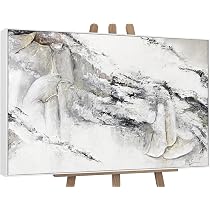 YS-Art Abstraktes Acrylbild Auf Leinwand – Handgemalt, 120x60 Cm, Grau-beige-braun, Modenschau-Motiv