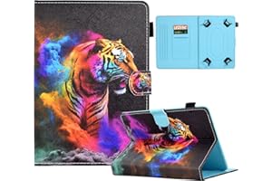 LSPCASA Tablet Case Compatible With 10 inch Tablet Stand Universal 10 inch Tablet Case Protective Shell 10 inch Tablet Case Universal With Card Slots Colored Tiger