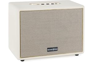 Bennett & Ross BB-880CW Blackmore Giant Haut-Parleur Bluetooth rétro en Cuir - Haut-Parleur Vintage avec 2X 40W - Speaker Entrée USB & Lecteur MP3 - Fonction stéréo True Wireless - aux - Blanc crème