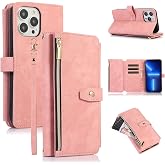 ZCDAYE Case for iPhone 15 Pro Max with Card Holder Wallet Leather iPhone 15 Pro Max Mobile Phone Case Protective Cover for iPhone 15 Pro Max 6.7 inches Rose Gold