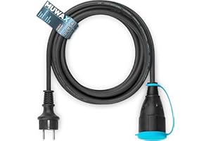 MUWAX Rubber Extension Cable 50 m for Construction Sites, Workshop, Industry, for Durable Outdoor Use and Heavy Mechanical Stress H07RN-F 3G 1.5 mm² Black