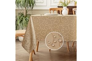 Romanstile Tovaglia natalizia Antimacchia 140x240 Champagne Rettangolare Tovaglie Copri Tavolo da Interno Elegante per Occasioni Natale Feste Giardino Esterno Compleanno Idrorepellente 8-10 Posti