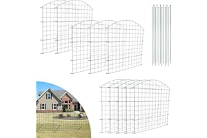 Ikodm Valla de jardín, total de 775cm de largo x 99 cm de alto, 10 elementos de valla, 13 barras de fijación, vallas decorativas de jardín y bordes para perros, Arco Superior, verde