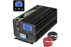 Novopal 4000W Pure Sine Wave Inverter 24V DC to 240V AC Power Converter with LCD Display,2 UK Outlets,1 USB,16.4FT Remote Control for RV,Truck Driver,Boat,Camping,Home,Travel