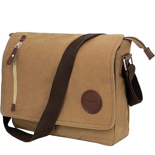 Storite Canvas Sling Cross Body Travel Office Business Satchel Messenger One Side Shoulder Bag for Men & Women