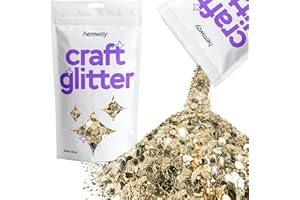 Hemway Craft Glitter - Champagne Gold | 100g Multi Size Metallic Sequin Flakes for Resin & Epoxy Crafts | Supplies for Tumblers, Cards, Jewellery, Candle, Hair, Face, Body & Nail Art