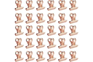 ISIYINER Pinzas para Etiquetas 30 Pack Clips de Bisagra Pinzas de Papel Metálicas para Bolsas de Alimentos Fotografías Fuente de Oficina en el Hogar 20mm (Oro rosa)