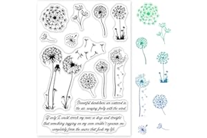 GLOBLELAND Dandelion Clear Stamps Word Stamps Silicone Stamp Seal Transparent Stamp Seal for Card Making Decoration and DIY Scrapbooking Album Decor