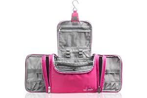 TRAVANDO Trousse de Toilette Femme Grand Format avec Crochet Maxi - 8,8 L de Volume - Sac de Voyage avec Compartiments - Kit Cosmétiques, Produits Beauté, etc. - Nécessaire Pratique pour (Rosé)