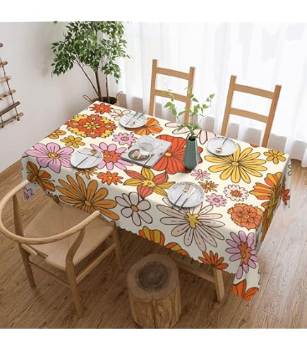 Nappe en coton florale rétro des années 1960 - Tissu vintage inutilisé