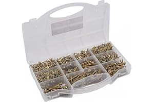 Connex Universalschrauben-Sortiment 900-teilig - Diverse Größen - Senkkopf - PZ Pozidriv-Antrieb - Vollgewinde - Gelb verzinkt / Schrauben-Set / Sortimentskasten / DP8500131