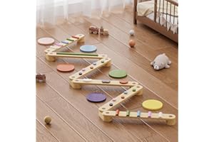 BenaRita Trave di equilibrio con pietre di ostacolo colorate per bambini, giocattoli Montessori per bambini, Balance Board per allenamento sensoriale e bilanciamento per bambini (trave di equilibrio