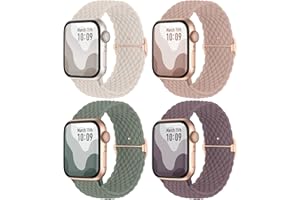 Suitisbest Pasek kompatybilny z Apple Watch 41 mm, 40 mm, 38 mm, 45 mm, 44 mm, 42 mm, 49 mm, pleciony, nylonowy pasek zamienny do iWatch SE, 9, 8, 7, 6, 5, 4, 3 Ultra, dla kobiet i mężczyzn, 4 sztuki