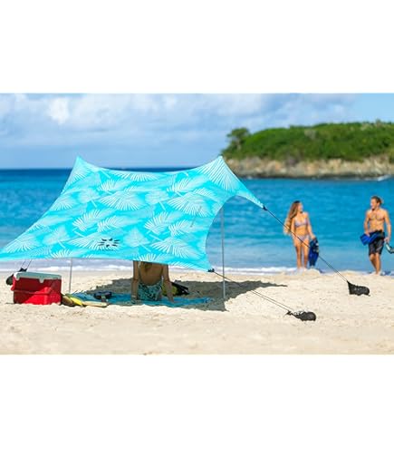 Tenda Da Spiaggia WEKAPO, Parasole 2m Alta, UPF 50+, Con Pali In Alluminio E Sacchetti Per Sabbia, Facile Da Montare - 2