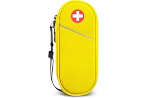 SITHON Sac à Médicaments Vide - Trousse à Pharmacie Organisateur de médicaments Isotherme Portable pour 2 EpiPen, Auvi Q, Spray Nasal, allergie Meds, L'asthme Inhaler pour Voyage l'extérieur, (Jaune)