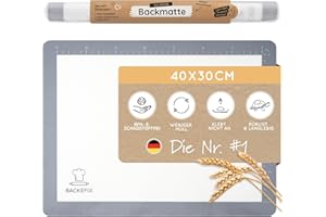 ‎BACKEFIX Backefix Silikon Backmatte 40x30 cm Grau – hochwertige, wiederverwendbare Dauerbackfolie als gesunde Alternative zu Backpapier ohne PFAS und BPA, alltagstauglich, antihaftend und spülmaschinenfest