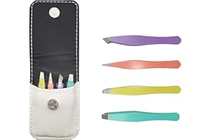 Erised's Bifrost MINI Pinzas de Depilar para Depilación Cejas de Acero Inoxidable,Mujeres y Hombres,Profesionales,Precisión,Extensiones de Pestañas,Vello Encarnado,4 Piezas (4 Color)