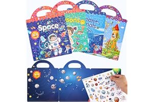 Bixury Książka z naklejkami wielokrotnego użytku, książka z naklejkami dla dzieci od 2 lat, zestaw naklejek wielokrotnego użytku, zestaw naklejek dla chłopców i dziewczynek