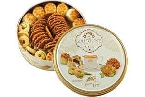 Zaitoune Premium Mixed Cookies - 250 g | Luxury Small Date Maamoul, Barazek & Ghraybeh Biscuits | Handcrafted in Turkey | Beautiful Reusable Gift Tin | Perfect with Tea | Great Ramadan Sharing Present