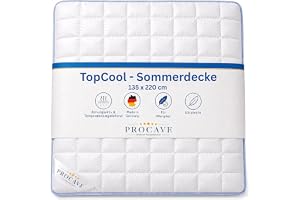 PROCAVE TopCool kvalitetstäcke för sommaren 135 x 220 cm, mjukt komfort-täcke, kokbeständigt täcke, andas och värmeutjämnande