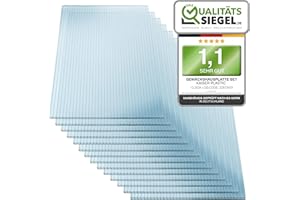 KAISER PLASTIC® Xtra Strong | 12er Set Gewächshausplatten | Stärke 6mm | 605 x 1210 mm | Polycarbonat (PC) | 12,60 m2 | Gewicht: 950g/m2 | Hohlkammerplatte - Doppelstegplatte
