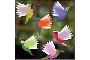 STICKERS4 I Like Birds - Exotic Hummingbirds Window Stickers - Set of 6 Small Decorative Glass Static Clings