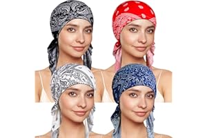 TSKNOMO 4 Pcs Chemo Headwear for Women, Pre-Tied Head Scarf Cancer Headwear for Hair Loss