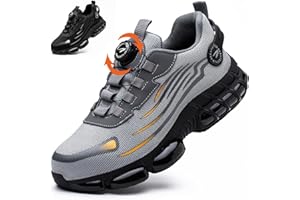 OBIDER Safety Trainers, Mens Womens Steel Toe Cap Trainers Comfortable Lightweight Safety Shoes, Upgraded Swivel Buckle Shoelaces, Non Slip Work Trainers with Air Cushion