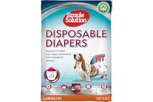 Simple Solution Einweg-Hundewindeln für Hündinnen, super saugfähig und auslaufsicher mit Nässeindikator für erregbares Urinieren, Inkontinenz oder läufige Hündinnen - 12er Pack