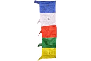 Dharma Store Lot de 50 drapeaux de prière tibétain bouddhiste pour bonheur, longévité et bien-être, Traditional Vertical