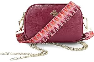 Woodland Leathers Ladies Cross Body Bag, Shoulder Bag With Adjustable Wide Strap, Chain And Wrest Band, Italian Designed Multipurpose Shoulder & Crossbody Bags For Women