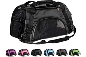 KingSaid Reisetasche für Hunde Tragbare Faltbare Auto Haustier Tragetasche Atmungsaktive kleine Haustiertasche für Reisen im Freien L Schwarz