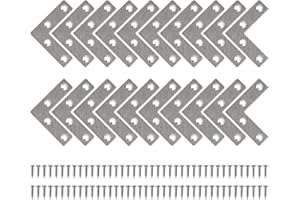 MENGH-SHOP Corner Brackets Flat Corner Brace Stainless Steel Plates Angle Brackets with Screws for Furniture Desk Table Shelf Repair 50 * 50mm 20 Pack