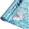 NBEADS Sequin Fabric, 1.09 Yards 1.5M Wide Shimmer Reversible Sequin Fabric Wall Flip Sequin Fabric Mesh Glitter Fabric for Sewing DIY Graffiti Wedding Dress Performance Stage, Light Sky Blue