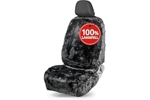 ‎WALSER Walser Lammfell Autositzbezug Mona, 100% Lammfell Sitzbezug für Auto, 1 Stück Echtfell Sitzbezüge Auto Vordersitze, Autositzbezug Echtfell, Lammfellbezug Autositz schwarz