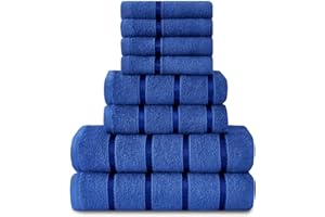 GC GAVENO CAVAILIA 8 Piece Towel Bale Set - Egyptian Cotton | Face Towel | Hand Towel | Bath Towel | - Quick Dry & Highly Absorbent Towels Royal Blue - Washable Towels For Bathroom