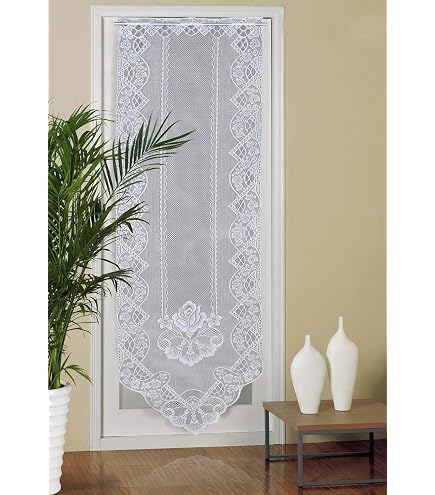 Rideau Porte Fenêtre HOME WOHNIDEEN Corazon Blanc 180x60 Cm - Batiste Brodé Cœur