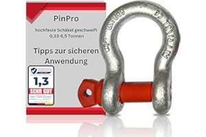 PinPro 4X geschweifte Schäkel mit Augenbolzen | Traglast/WLL 0,33t-6,5t wählbar | Aus feuerverzinktem hochfestem Stahl (4 Stück, WLL: 0,33)