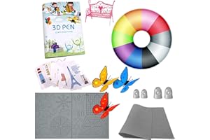 COPSD 3D stift Vorlage|3d Druckstift PLA Seide|Silikonpad Schablone|3D pen Vorlage|Fingerschutz, 10 Farben 1,75mm Gesamt 50m, GroßEs Silikonpad, Hinweis: Dieser Satz enthält keine 3D -Druckstifte