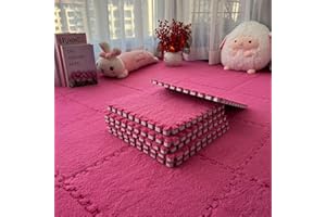 ZSREDHONG 50 tappetini in schiuma di peluche a incastro, 30 x 30 cm, per soggiorno, camera da letto, 50 pezzi, colore rosa